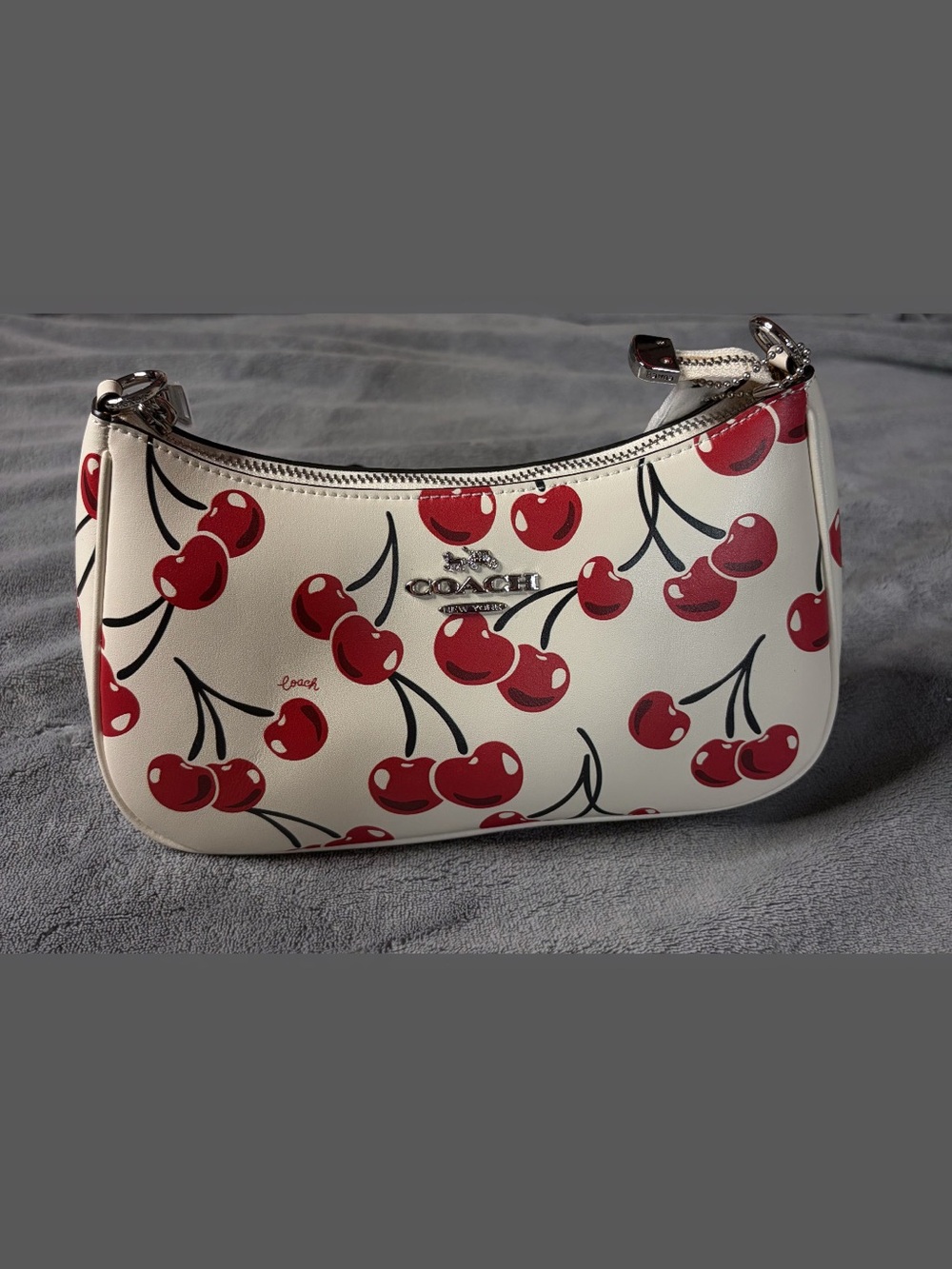 Coach Cream Mini Shoulder Bag with Red Cherry Print